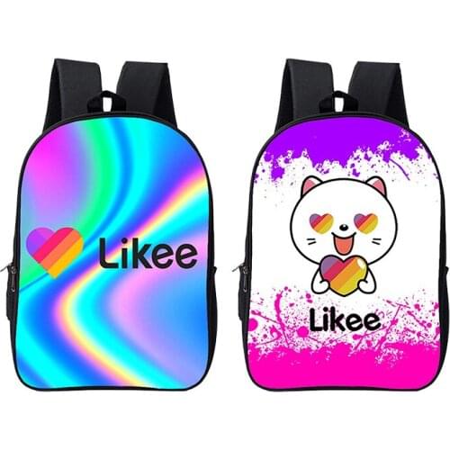 3D Print "Like Video App" Backpack Women Russia Type Likee Bag Double Layer School Bags Bookbag 16 Inch Heart Back Pack
