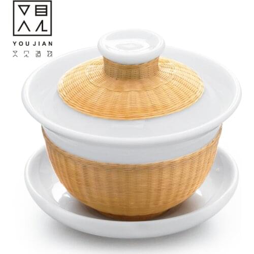 Dehua white porcelain Gongfu tea covered bowl teacup handmade tea teacup Chinese Kung fu cup drinking utensils gaiwan