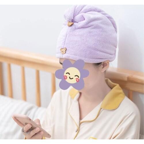Practical Microfiber Hair Drying Towel Wrap Turban Head Hat Shower Dry Microfiber Bun Cap Pure Color