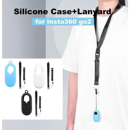 Silicone Protective Cover+Lanyard for Insta360 Go2 Camera Thumb Anti-shake Camera Sports Video Digital Protector Accessories