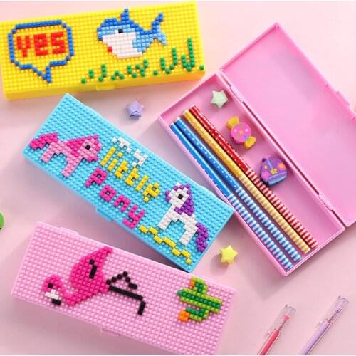 DIY puzzle cute pencil case Cartoon stationery box big pen case Intellectual Children pen box Handmade pen bag stationery gift