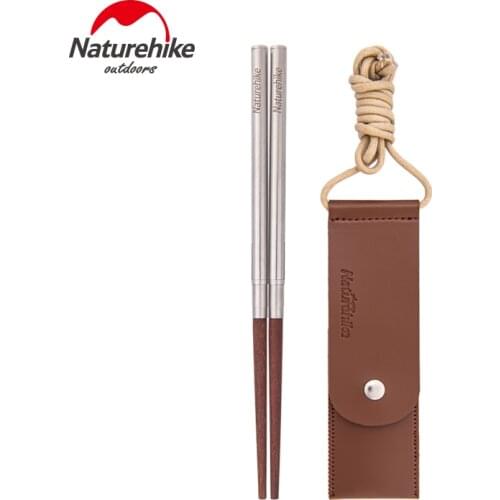 Naturehike 1 Pair Outdoor Folding Wooden Chopsticks Portable Dinnerware Tableware Practical Picnic Foldable Chopsticks