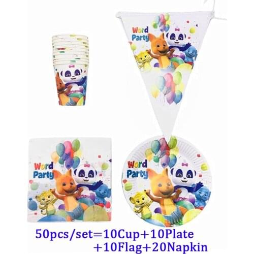 Word Party Birthday Party Decorations Kids Cup Plate Napkin Disposable Tableware Set Word Party Supplies Banner Decor Christmas