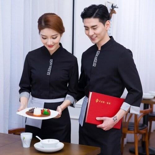 Restaurant Uniform Fast Food Shop Waitress Work Clothes Baking Cake Tea House Single Coat Overalls Waiter Jacket Work Wear H2128