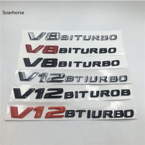 V8 V12 BITURBO rear Letters side Fender Emblem logo Car Stickers for Mercedes Benz cla W203 W204 W211 W176 W124 W212 W210