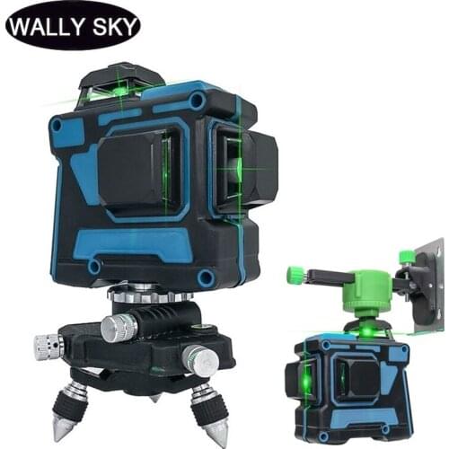Green Blue Light Laser Level 12 Lines 360 Rotary Self-Leveling Horizontal Vertical Cross Line With Bracket Indoors and Outdoors