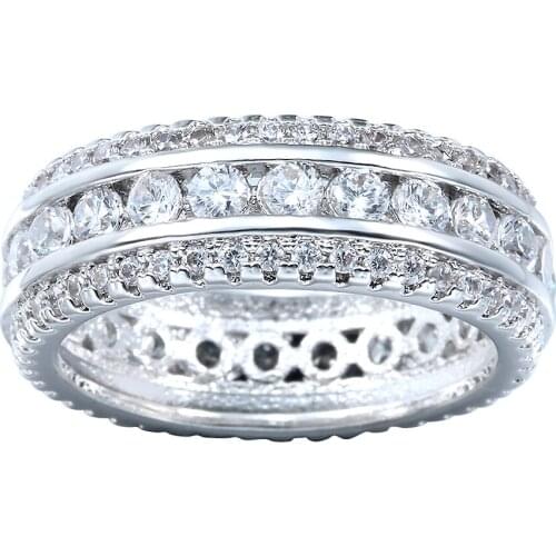 UFOORO Ladies Rings Simple elegant Engagement Rings Middle Ring Inlaid Granules Small Cubic Zircon Jewelry Lady Gift