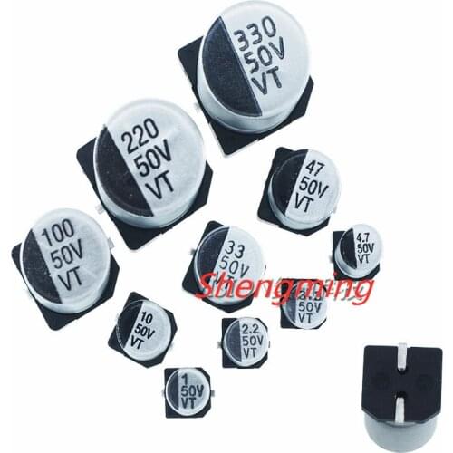 10pcs~50pcs 50V 1UF 2.2UF 3.3UF 10UF 47UF 100UF 220UF 330UF 470UF 1000UF SMD Aluminum Electrolytic Capacitor