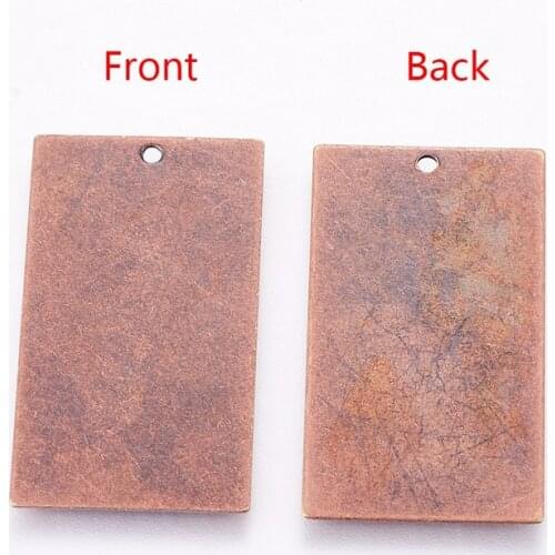 10pcs Red Copper/Antique Bronze Metal Tags charms Brass Blank Stamping Tag Pendants Necklace jewelry DIY making Wholesale F70