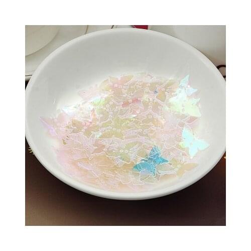 1000pcs Loose Butterfly Sequins 12*17mm PVC Sequin Flat Paillette Decoration With 2 Holes Transparent White AB Confetti