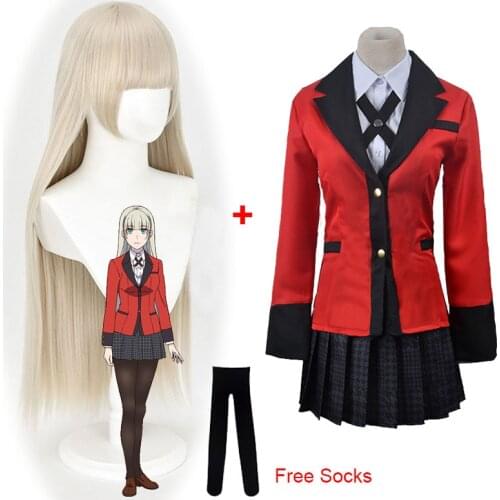 2021 Momobami Ririka Costumes Kakegurui Compulsive Gambler Ririka Momobami Cosplay Wigs Halloween Women Party Costume