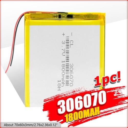 306070 3.7V 1800mAh Rechargeable li Polymer Battery For PSP PDA GPS DVR E-Book Tablet PC Power Bank Wexler Book E6005 356070