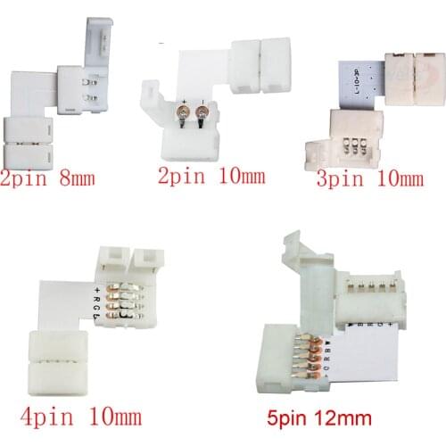 5set L Shape 2pin 3pin 4pin 5pin LED Connector For connecting corner right angle 5050 SMD RGB RGBW 3528 2811 2812 LED Strip
