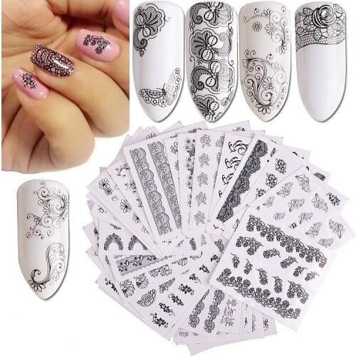 Rose Nail Art Sticker Manicure Nail Decals Nail Decoration DIY Nail Stickers Black Sticker Watermark Nail Applique Leopard