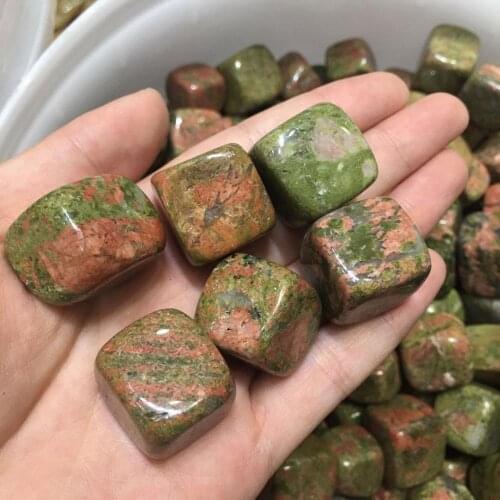 6pcs Natural unakite Stone Cubic Crystal Tumbled Stones Cube Collectible Minerals Specimen for Home Decor