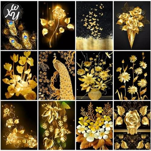 Diamond Embroidery Golden Butterfly Peacock 5D Full Drill Painting Kits for Adults Round Square Rhinestone Mosaic Art Home Decor
