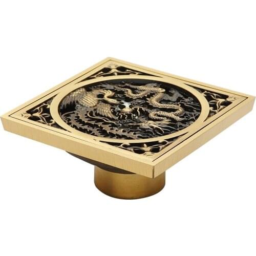 Free ship 4 set/lot Antique brass bathroom dragon phoenix toilet floor drain shower drain