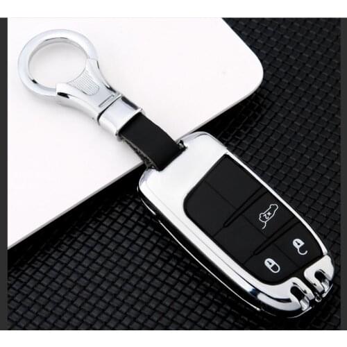 Car Galvanized Alloy Key Case Cover Chain For Jeep Grand Cherokee Compass Patriot Renegade For Dodge Challenger Journey Fiat