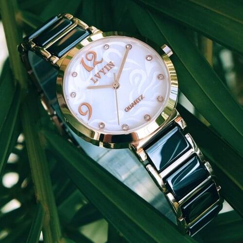 Black Ceramic Watches Women Fashion 2021 Casual Elegant Wristwatch Simple Diamond Watch Waterproof Quartz Green Wristwatches