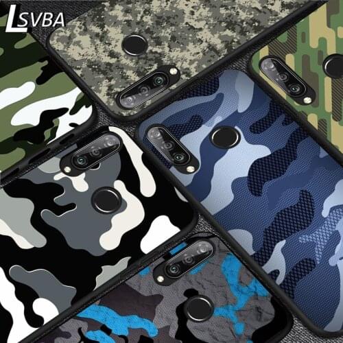 Camouflage Pattern For Huawei Y5 6 7 8 9 Y5P Y6S Y6P Y7P Y7A Y8P Y8S Y9A Y9S 2018 2019 2020 Pro Prime Black Soft Phone Case