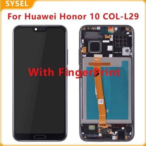 For Huawei Honor 10 COL-L29 LCD Display + Touch Screen Panel Glass Assembly + Frame with Figerprint
