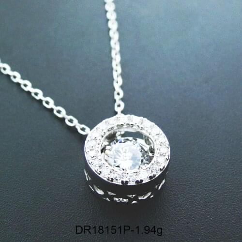 Hot Selling 925 Sterling Silver Moving Jewelry Dancing Diamond Moving CZ Pendant Necklace For Gift