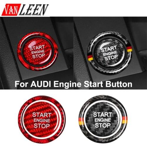 Carbon Fiber Car Engine Start Button Replace Cover Stop Switch Key Decor For AUDI A4 B8 B9 A5 A6 C7 A7 Q3 Q5 Q7 Accessories