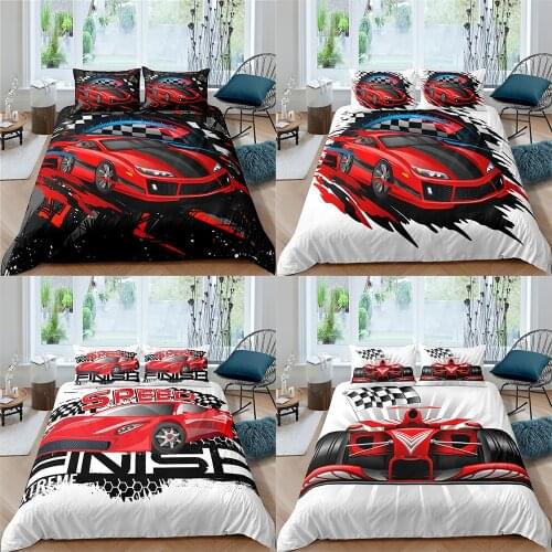 Racing Car 3D Printed Bedding Sets 2/3pcs Duvet Cover And Pillowcase Home Textiles Luxury Bedclothes Bedding Set for kids adult