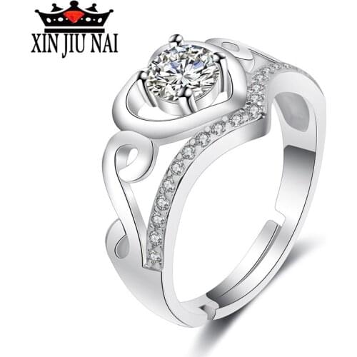 Crown retro love hearts inlaid simulation diamond ring womens opening adjustable K platinum ring