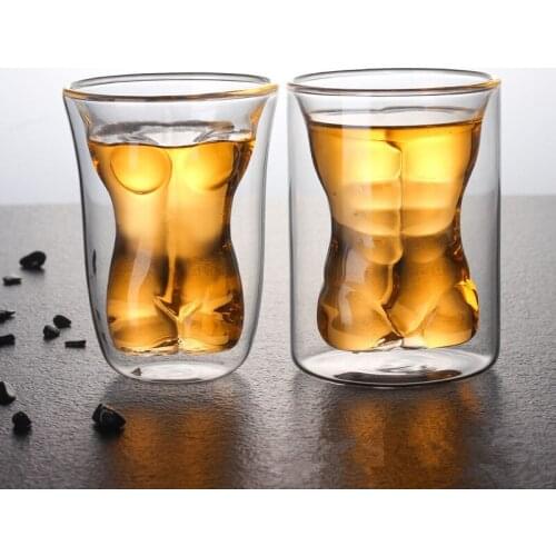 Creative Beauty Red Wine Cup Double Deck Glass Beer Glass The Spirits of Macho Man Cup of Whisky Water Bottle Glass Bottle