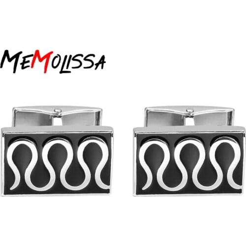 Memolissa Hot Sale High Quality Vintage Square Pattern Cuff Link Retro Exquisite Mens cufflinks Black Color Sleeve Nail Jewelry