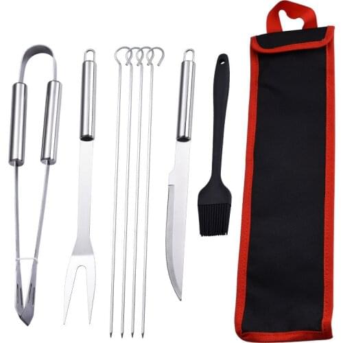 BBQ Cookware Tool Sets 8-piece Set Portable Easy Cleaning BBQ Stainless Steel Barbecue Tool Set Hot Selling