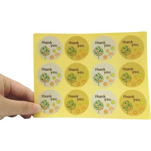 120pcs/Lot Small Tree Thank You Seal Sticker Round Kraft Paper Cake Packaging Adhesive christmas Gift Stationery Sticker