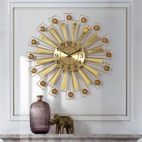Nordic Luxury Wrought Iron Wall Clock Decoration Livingroom Home Quartz Mute Clock Wall Hanging Crafts Hotel Wall Sticker Mural