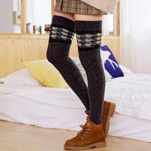 14 Colors Stretchy Striped Snowflake Arrow Warm Long Sock Autumn Winter High Knee Leg Covers Boot Gaiters Gift