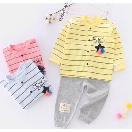 Baby Born Clothes New Spring Autumn Long Sleeve Striped Shirts+Pants 2pcs Clothing Sets Newborn Baby Girls Boys Cotton Clothees