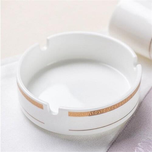 Golden bander bone china ashtray, quality ceramic ash tray, porcelain decorative tableware, home decoration
