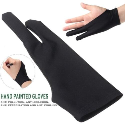 Anti-Fouling Artist Glove For Drawing Black 2 Finger Painting Digital Tablet Writing Glove For Art Students Arts Lover