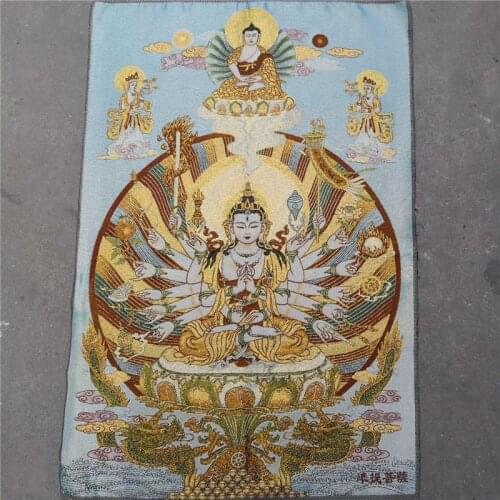 Tibet Nepal Thangka portrait brocade painting silk religion Thangka embroidery figure Qianshou Guanyin