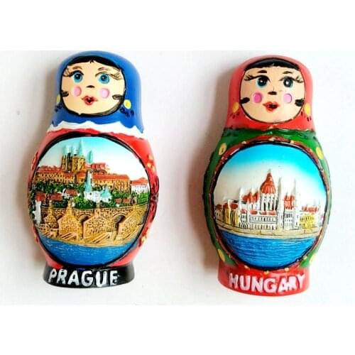 Hand-painted Delic Czech Prague Charles Bridge Dolls 3D Fridge Magnets Tourism Souvenirs Refrigerator Magnetic Sticker