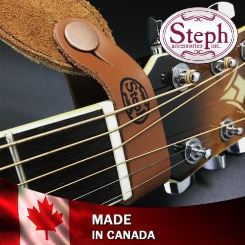 Steph Handmade HSS-002 Headstock Tie Guitar Strap Button Genuine Leather