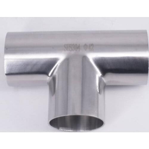 16/19/22/25/28/32/38/45/51mm Pipe OD Butt Weld Tee 3 Way Connector Sanitary Pipe Fitting SUS304/316 Stainless Homebrew