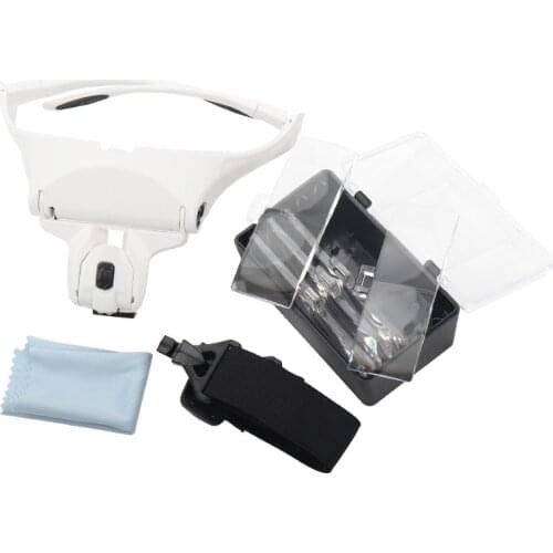 Eyelash Extension 5 Lens Adjustable Headband Magnifying Glass Magnifier With LED Light lamp Magnifying Glasses For False Lashes