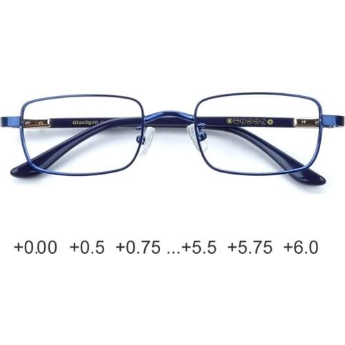 Women Reading Glasses Durable Stainless Steel Frame Blue/Violet Square CR39 Anti Reflective Aspherical Lenses Medium Size
