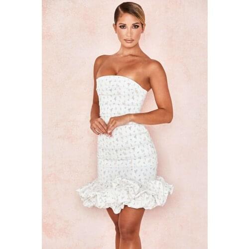 Party Dress Summer Dress 2020 Off Shoulder Sleeveless Ruffle Zippers Bodycon White Clothes For Women Mini Dress