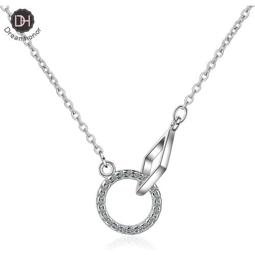 Dreamhonor 2021 Fashion 925 Sterling Silver Zirconia Square Rectangle Cross Pendant Necklaces Jewelry Accessory