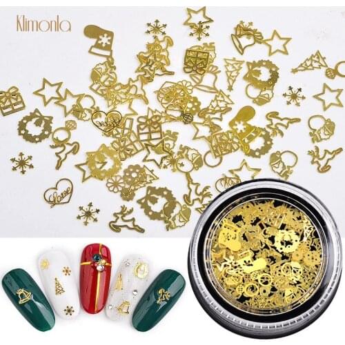 1 Bottle Gold Nail Sequins Christmas Snowflake Nail Metal Flakes Mix Design Ultra-thin Nail Art Decorations Manicure Tools