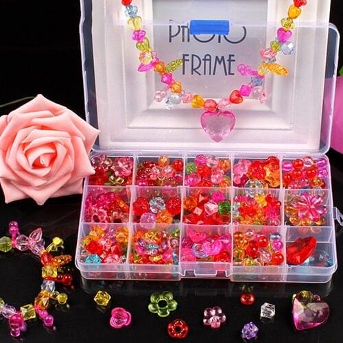 1Box DIY Beads Toys for Children Kids Handmade Necklaces Bracelets Jewelry Making Beads Kit Set Girls Educational Toys Gift