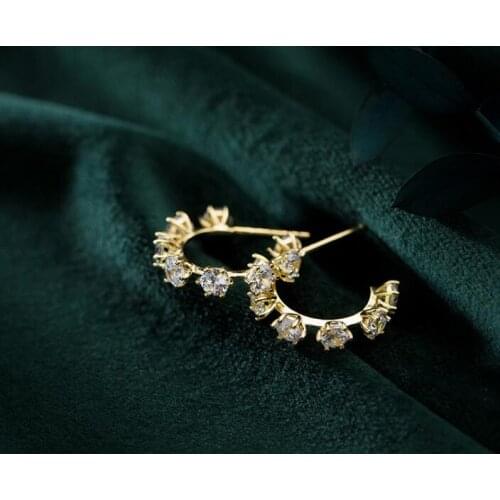 1pair 21mm Real. 925 Sterling Silver fine jewelry Zirconia aaa+ half crystals Circles stud earrings WOMENS gift GTLE2707