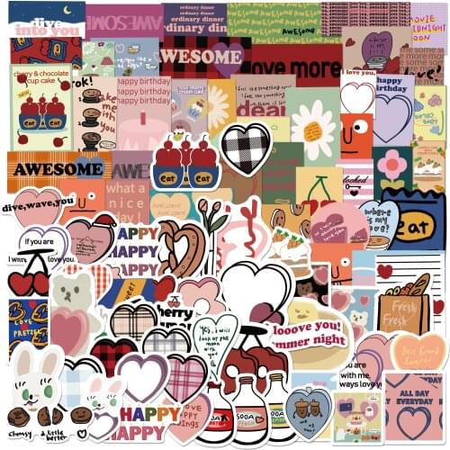 10/90pcs Anime Cartoon Sweetheart Baby English Alphabet Slogan Sticker Graffiti DIY Skateboard Suitcase Waterproof Decal